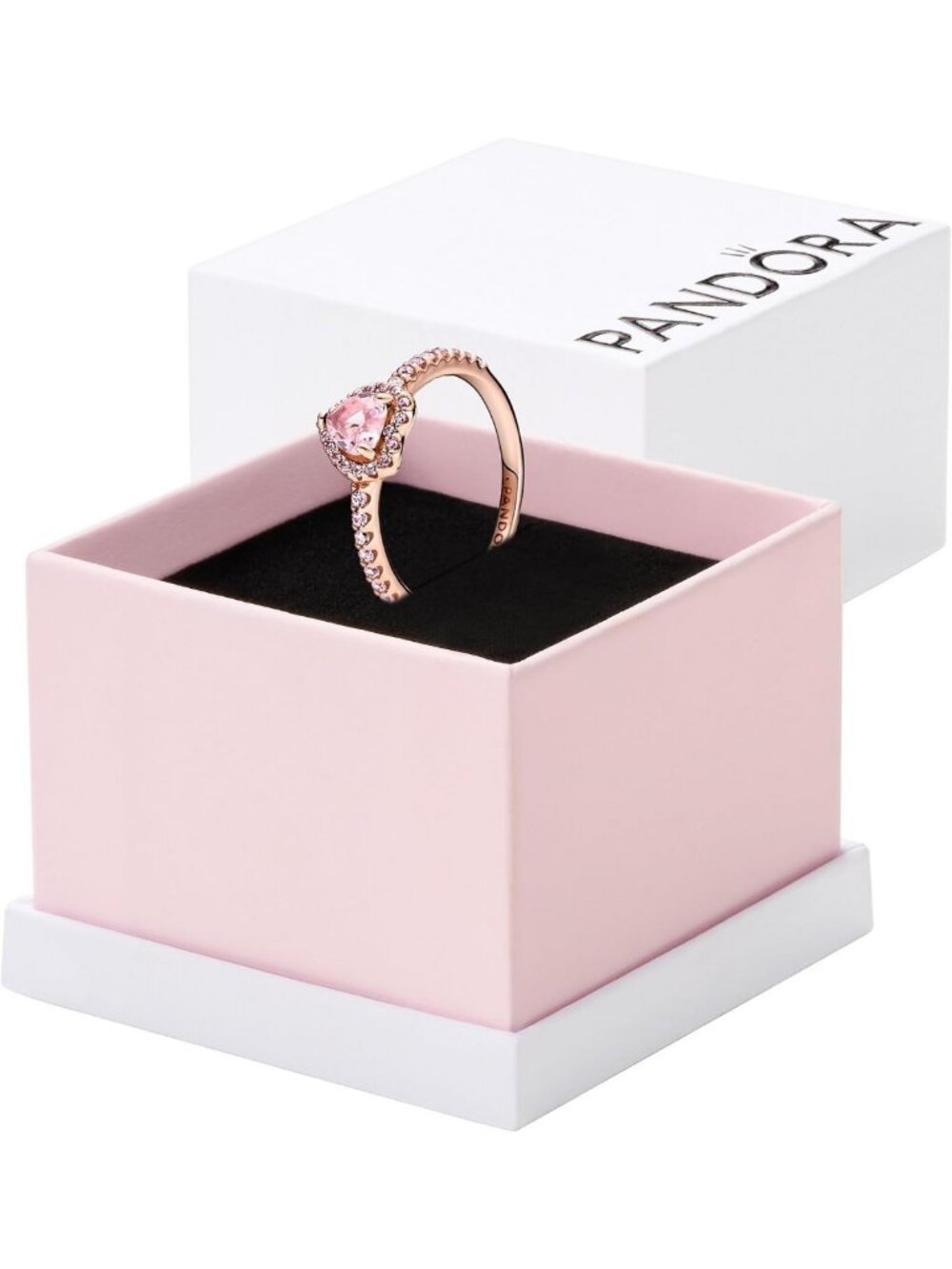 Sparkling Pink Heart Ring - Rose Gold Stackable Ring for Women - Gift for Her